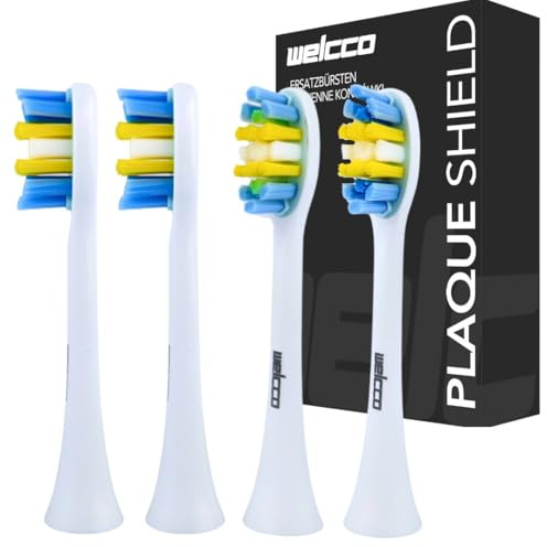 Welcco Ersatzbürstenköpfe 4 Stück – kompatibel mit ApaCare Sonic Professional Schallzahnbürste – konturierte DuPont™-Nylonborsten, Plaque-Entfernung & Zahnfleischpflege