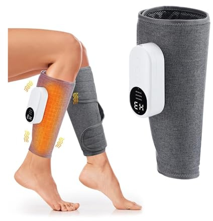 Masseur de mollets chauffant électrique, 3 modes, 3 vitesses, appareil de massage des jambes Utilisation sans danger(Grey)