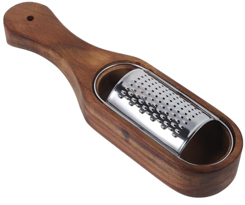 SEWACC Stainless Steel and Wood Cheese Grater Multipurpose Vegetable Shredder Paddle Grater for Kitchen Cooking and Food Preparation