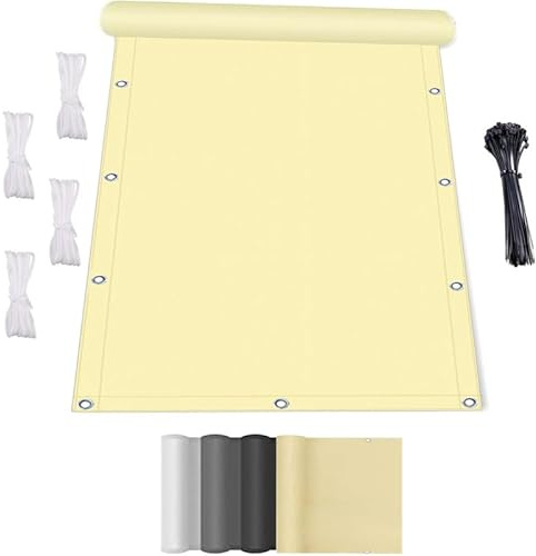 Tenda da Sole Impermeabile 4.5x6M Tenda parasole rettangolare,Telo Ombreggiante con Occhiellato Rettangolare,Panno Vele parasole per Esterni Pergola Piante Da Patio Serra Auto Piscina Giallo chiaro