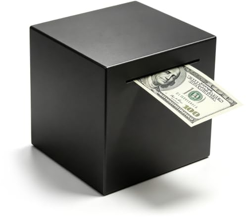 VGMANNTA Spardose Erwachsene Edelstahl Nicht Zum Öffnen Sparschwein | Mini Safe für Kinder & Erwachsene Personalisierte Geschenke & Geldgeschenke Geburtstag Money Box Sparbox 12x12x12 cm
