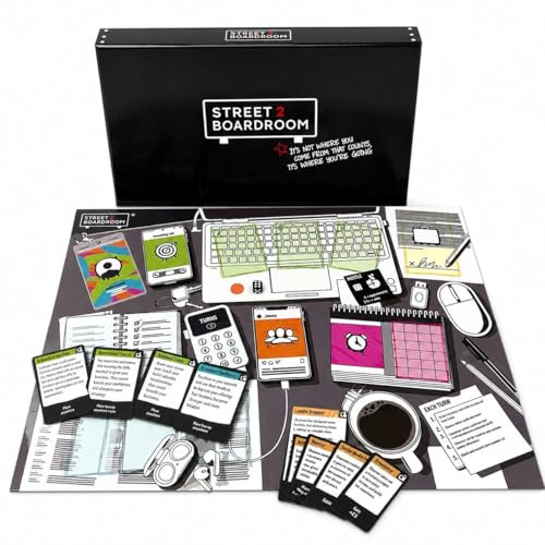 Street 2 Boardroom Entrepreneur Strategy Board Game, for Ages 12+, 1+ Players, Includes 160 Game Cards, Dice, and Turn Counter I Educational I Kids and Adults I Teens I Family I Schools I Colleges