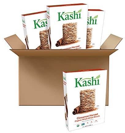 Kashi Organic Cinnamon Harvest Breakfast Cereal, Vegan, Box, 1.01 lb, 65.2 Oz, Pack of 4