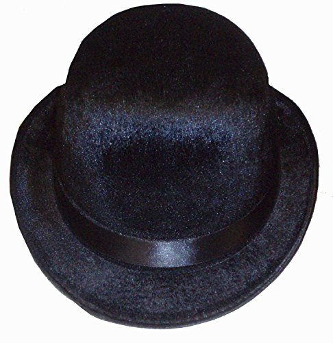 HENBRANDT Black Velour Bowler Hat - Adult Fancy Dress Costume