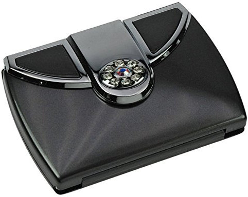 Taschen-Spiegel in Etuiform, Kosmetex, mit 7-fach Vergrößerung und Magnetverschluss, Schwarz