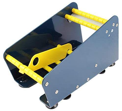 Etikettenspender | Manueller Spender für Klebepunkte & Etiketten | Nutzbreite wählbar | Mit Saugnäpfen | Aus robustem Metall | Auftischgerät / 75 mm Nutzbreite, ohne Rollentrenner