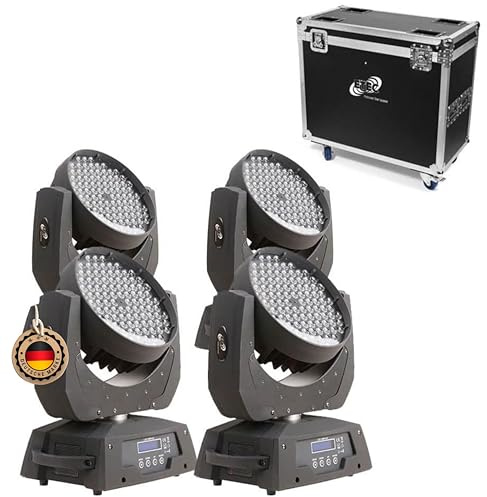 ETEC Professional LED Moving Head ML108 Washlight MK2 DMX Set mit Flightcase und Selflock Haken Washer 108x3 Watt DJ Effekt Veranstaltung Bühnenbeleuchtung Licht Party Disco Show