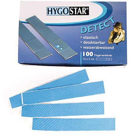 FRANZ MENSCH Premium Fingerpflaster – Wasserfeste, detektierbare Wundpflaster & Fingerverbände, sterile Finger-Strips für Fingerkuppen, 100 Stück, Blau