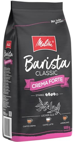 Melitta Barista Classic Crema Forte, Ganze Kaffee-Bohnen 1kg, ungemahlen, Kaffeebohnen für Kaffee-Vollautomat, kräftige Röstung, Stärke 4