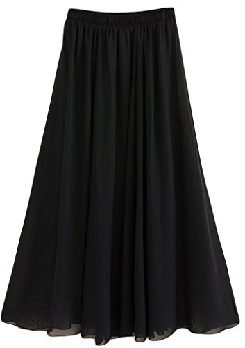 Golden Service Falda Mujer Elástica Plisada Básica Falda Larga Mujer Maxi Bohemia Playa Vacaciones Gasa con Talla Grande Cintura Elástica