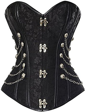 Steampunk Korset Corset pirat BustersÖverst Plusstorlek Kvinnor Svart m