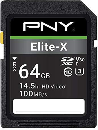 PNY Elite-X SDXC-Karte, 64 GB, Class 10, UHS-I U3, 100 MB/s
