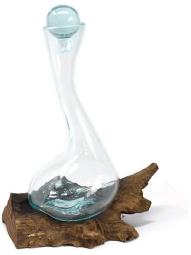 Ancient Wisdom 2X Molten Glass on Wood- Wine Decanter