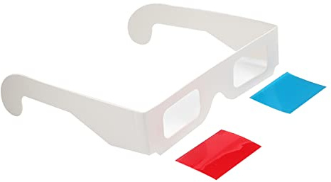 Othmro Rot-blaue Pappbrille Rot und Blau DIY + 4 Bilder Weiß Papier Brillen Rahmen Harz Linse Rot-Cyan Anaglyphe 1pcs