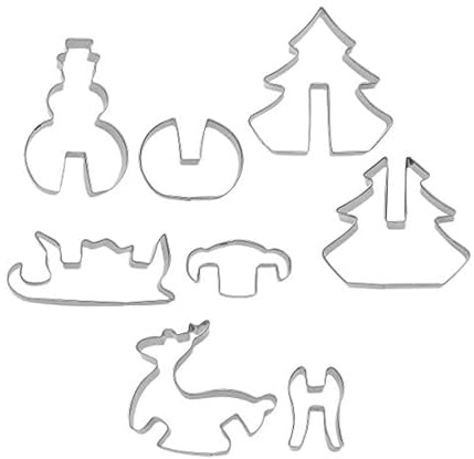 Chicago Metallic Christmas Tree 3D Cookie Cutter Set, 12-Piece, Silver
