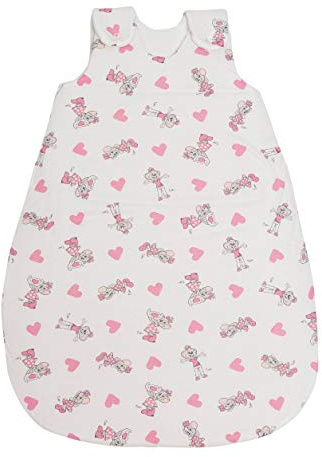 pic Bear Premium Babyschlafsack aus Jersey-Baumwolle – Atmungsaktiv, Mitwachsend und für Ganzjahres-Nutzung mit verstellbaren Größen 50/56 Edda Herzen rosa