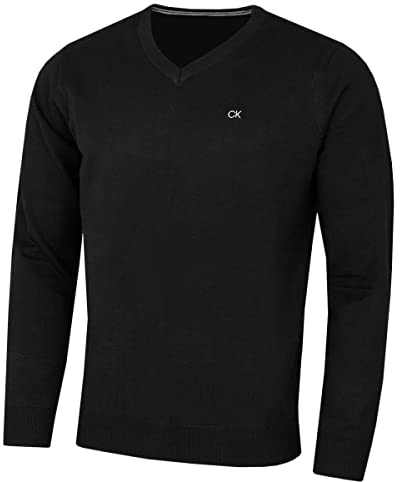 Calvin Klein Uomo Maglione Golf Scollo a Vdurevole - Nero - S