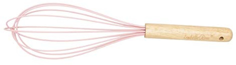 ISABELLE ROSE Batidor de mano de silicona rosa con mango de madera 25 cm IRSI14