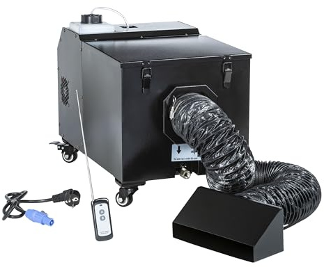 LightmaXX Vega Mini Low Fog Bodennebelmaschine - Kompakt, Wasserbasis, 1250 Watt, 1L Fluidbehälter, 7L Wassertank, DMX-Steuerbar, Fernbedienung, Umweltfreundlich, Ideal für 100m² Fläche