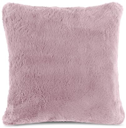 Quantum Interior by Maxland Wohn- Kuschelkissen, Fellkissen in Felloptik Rabbit fur, Dekokissen, superweiches Luxus Kissen, Sofakissen ca. 50x50 cm, Fellimitat (Altrosa)