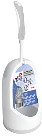 York Bacteria Stop Klobürste Toilettenbürste Mit Randreiniger WC Bürste Mit Halter WC Garnitur Hygienisch mit Zinkmakromoleküle Weiß Grau Bacteria Stop Griff 38 cm