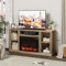 Furniwell Soporte de TV para chimenea, 65 pulgadas, consola central de entretenimiento multimedia con chimenea eléctrica, soporte de TV de granja con armario