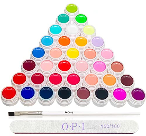 36 Farben UV Nagellack Set, Nagel Gel Farbgel mit Nail Pinsel für Gelnägel, Gel Art Farbgel Set für Nail Art und Nageldesign
