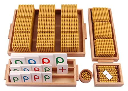 UIGJIOG Mathematik Material Montessori d'oder Perle Material Set, Holz Dezimalbank Spiel Elementary Mathematics Manipulative Spiel Zählen 1-1000.