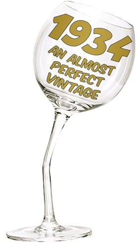 1933 an Almost Perfect Vintage, Crooked Stem Wine Glass, 90th Birthday - 90 Years Old Gifts