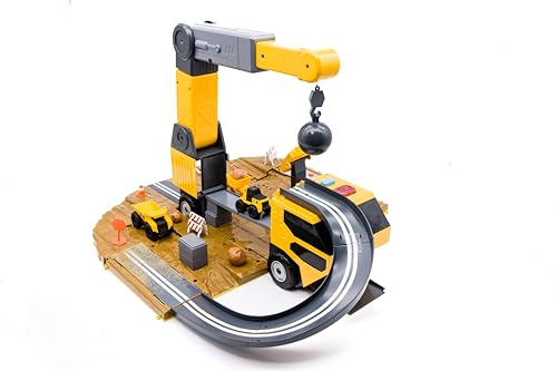 CAT Little Machines Jumbo Crane Construction Playset, Realistic Lights & Sounds, Working Crane, Ages 3+, Over 30 Piece Construction Set