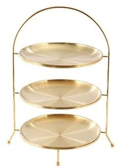 LUCBEI Kuchenständer ServierStänder Gold Obstteller Europäischen 3-Schicht-Snack-Rack-Kuchen-Display-Rack-Gebäck-Teller-Servierfach-Frucht-Süßigkeit-Regal-Party-Dekoration Tortenständer