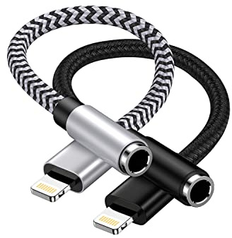 2Pack iPhone Headphone Adapter, [Apple MFi Certified] Lightning to 3.5mm Headphone/Earphone Audio Aux Jack Adapter iPhone Aux Adapter Dongle for iPhone 14 13 12 11 Pro Max Plus Mini XR XS 8 iPad iPod