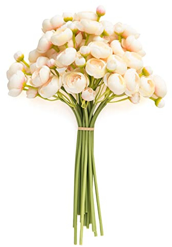 Ling's moment Fiore artificiale, in seta artificiale, mini ranuncolo, per bouquet, finti fiori per matrimoni, decorazione per la doccia della sposa, colore rosa