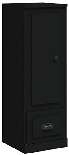 vidaXL Highboard, Sideboard mit viel Stauraum, Kommode Wohnzimmerschrank mit Tür, Schrank Anrichte Beistellschrank, Schwarz Holzwerkstoff