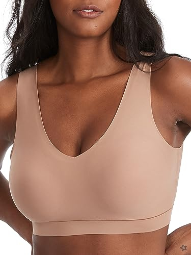 Chantelle Women's Soft Stretch Padded V-Neck Bra Top, Coffee Latte, M/L