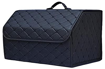 Auto Kofferraum Leder Organizer Box für Mercedes Benz AMG GT CLK CLS GLC GLA GLE GLK GLS GL SLK Faltbare Autotasche Organizer Wasserdicht mit Fächern Aufbewahrungs Box Zubehör,Black Style-M