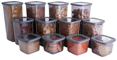 All-for-Home Vorratsdosen mit Deckel Luftdicht 12er Set - Aufbewahrungsbox Küche Aufbewahrung & Organisation | Vorratsbehälter zur Mehl, Müsli Aufbewahrung uvm. | Behälter in ANTHRAZIT & BPA frei