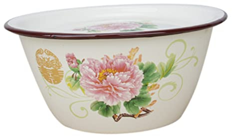 ABOOFAN Bassine En Émail Rétro 20 Cm Motif Aléatoire, Bol Cuisine Empilable En Matériau Émaillé, Vasque Alimentaire Domestique, Usage Maison Et Restauration