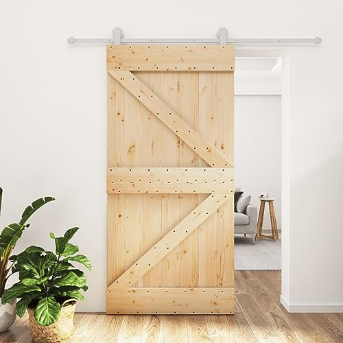 BLASE Porta Scorrevole Con Set Hardware, Esterno e Interno, Del Granaio, in Legno, per Letto, Cucina, Fienile, Garage, Bianco 100x210cm Tipo 3