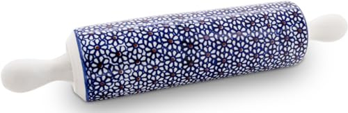 Bunzlauer Keramik Rolling Pin Rolling Pin - Ergonomic Handles, Full Ceramic, Axle-Free, Decor 120