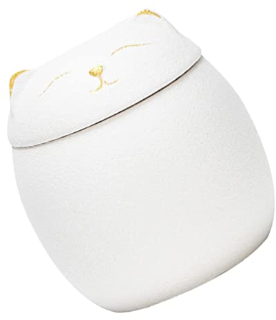 UNbit Decorative Ceramic Jar Lucky Cat Shape Ceramic Cookie Biscuit Treat Jar Kitchen Canister Food Snack Storage Jar Candy Dish for Kitchen Counter Tea Sugar Coffee Caddy 160ML Jar (Color : Bianco)