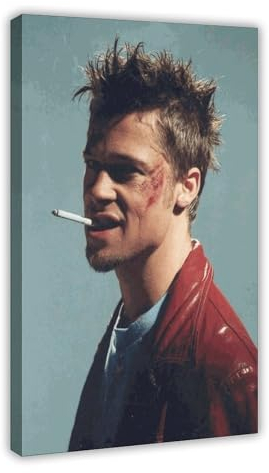 AmAzwi Filmposter Fight Club 5,077.5 cm (Tyler Durden), Leinwand-Poster, Schlafzimmer-Dekor, Sportlandschaft, Büro, Raumdekoration, Geschenkrahmen: 20 x 30 cm