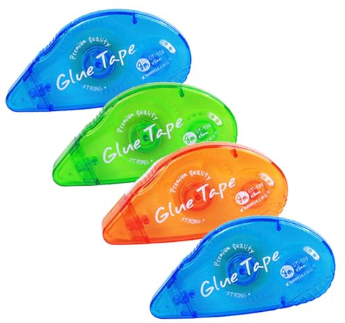 4Pcs Glue Tape, 8mm X 8M Adhesive Glue Roller Double Sided Tape Dispenser, Transparent Tape Pen for Scrapbooking, Crafting, Cards, Journal, Photo Album