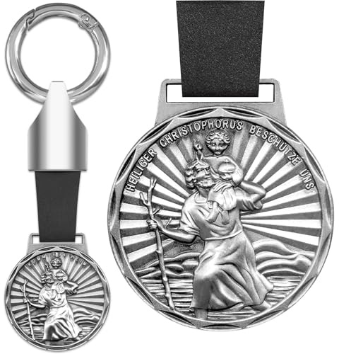 Anwlki Heiligen Christophorus Plaketten Leder Schlüsselanhänger Heiliger Christophorus Medaille Beschutze Uns Komm Gut Heim Auto Motorrad Autofahrer Schutzpatron Anhänger