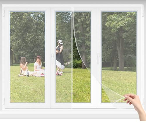 Mosquito Net for Window 105x170cm White Adjustable Fly Net for Window Easy Installation Mosquito Net Window Mesh Insect Screen for Block Mosquitoes Insects Flies
