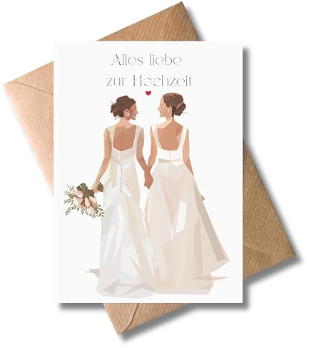 WBdesignz Queer Hochzeitskarte mit Umschlag - Stilvolle Glückwunschkarte zur Trauung für Frauen Schöne Geschenkkarte zur Hochzeitsfeier Brautpaar Liebe Verlobung LGBTQ+ (DIN A6)