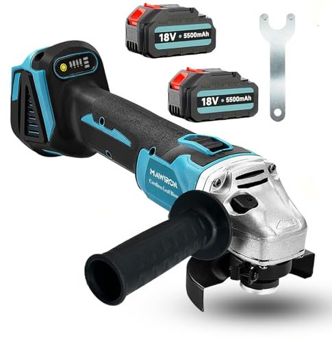 Akku-Winkelschleifer Mit 2x 5,5Ah Akku, Bürstenloser Motor, 125 mm, Leerlaufdrehzahl 0-11.000 U/min Zum Schleifen, Schneiden