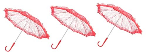 WRITWAA 3er Set Vintage Spitzen-Regenschirm FüR Hochzeiten, Braut- Und BüHnenauffüHrungen, Eleganter Transparenter Glockenschirm