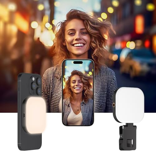 LUXSURE Handy Licht für iPhone, Klein Ringlicht mit Akku, Mini Ringlicht Handy, Tragbares Handylicht Selfie Licht Handy Magnetisch für Laptop/Zoom/Videoanruf/Videoaufnahme/TikTok/YouTube