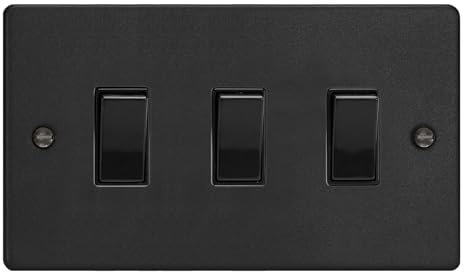 Varilight 3-Gang 10A 1- or 2-Way Rocker Switch (Twin Plate) Matt Black
